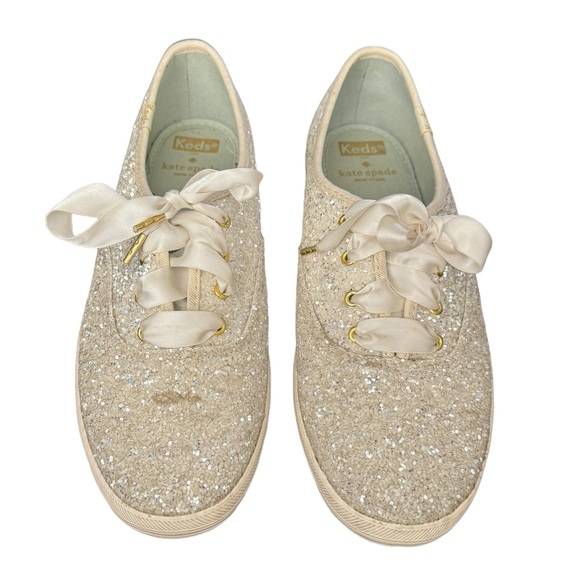 Kate Spade x Keds Sparkly Silver Womens Fashion Sneakers Size 8.5 - Picture 2 of 10